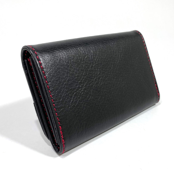 【水引×革】　名刺入れ　黒×赤 