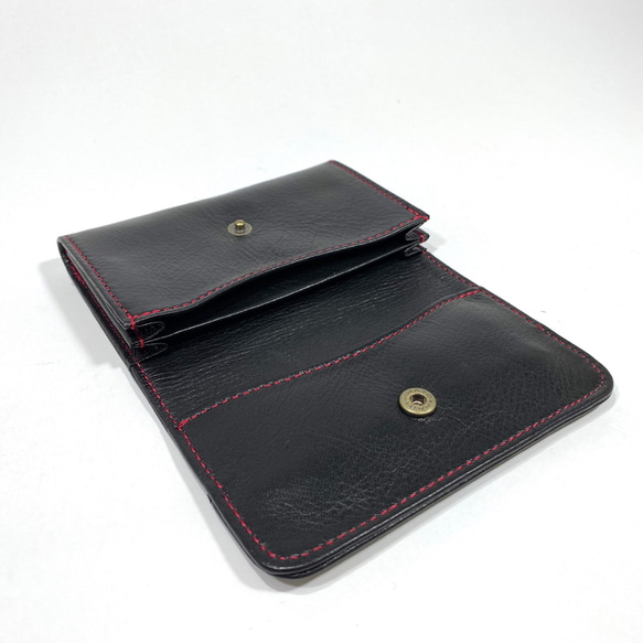 【水引×革】　名刺入れ　黒×赤 
