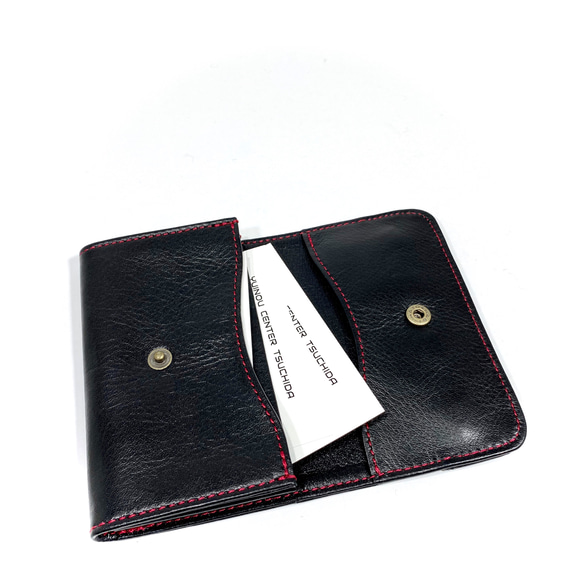 【水引×革】　名刺入れ　黒×赤 