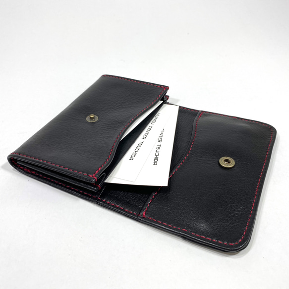 【水引×革】　名刺入れ　黒×赤 