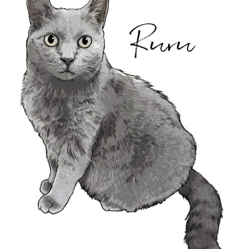 大切なペットの似顔絵 動物・犬・猫オーダーイラスト 絵画