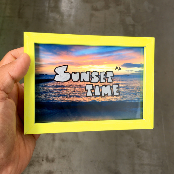 GOOD DAY STORE オリジナルフォトフレーム【SUNSET TIME】手書き 手作り 1点もの 4枚目の画像