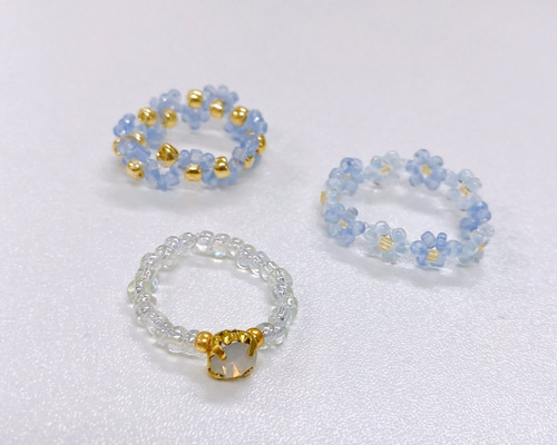 ブルーのビーズリング 指輪・リング ミライク・カラ 通販 11971523
