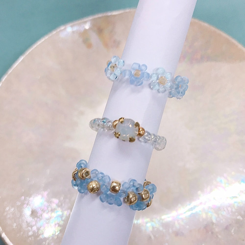 ブルーのビーズリング 指輪・リング ミライク・カラ 通販 11971523