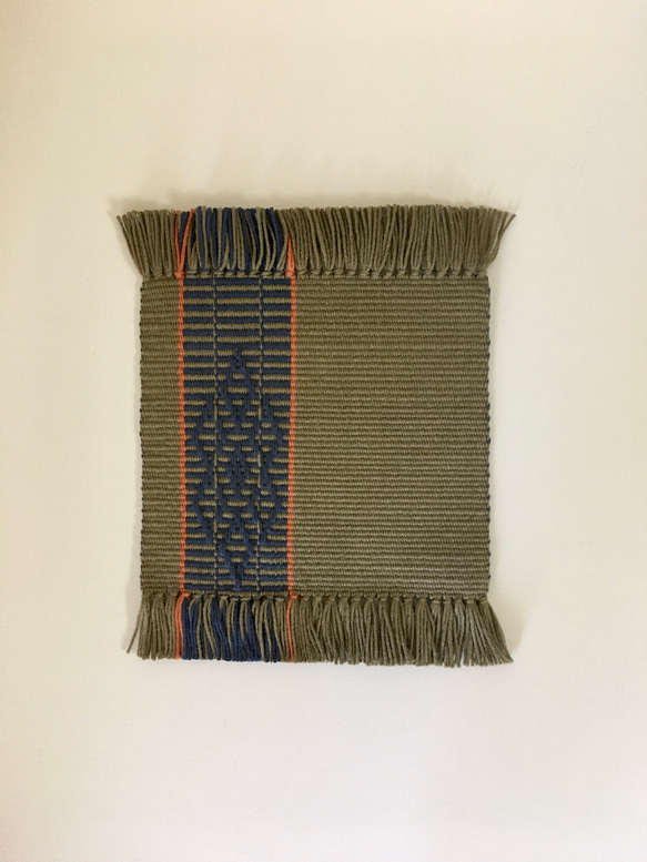 【手織り】ドイリー・ボーダー×浮紋織 2枚目の画像