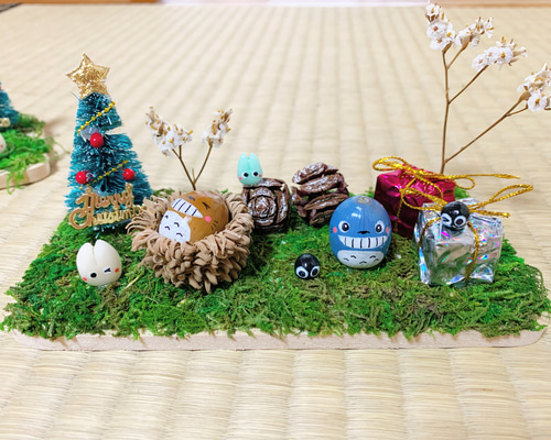 クリスマス ツリー どんぐりアート 置き物 オブジェ どんぐりの