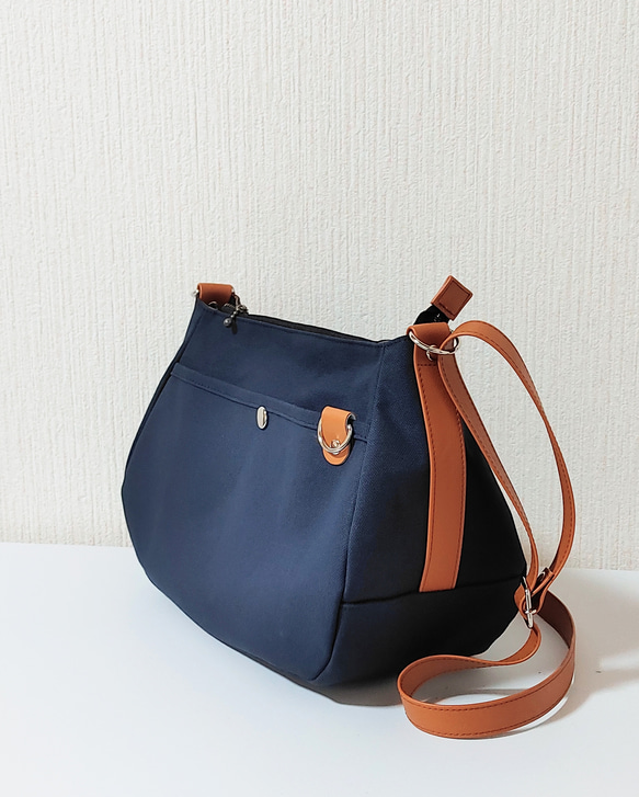 マチ広帆布ショルダーバッグ（濃紺） ショルダーバッグ orijin
