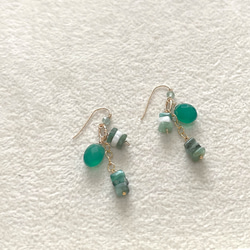 ◇◇グリーンオニキス エメラルド ピアス （14kgf） ピアス（フック