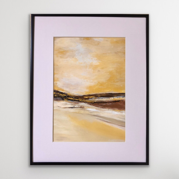 Landscape/抽象画/北欧/アート/モダン/黄色/白/インテリア/ゴールド/金