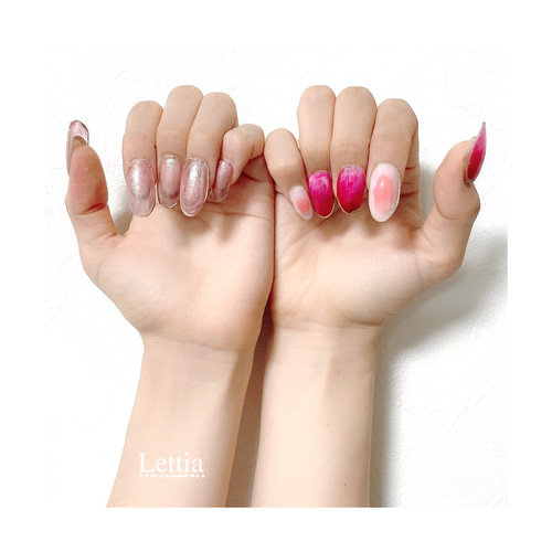 ピンクニュアンス ネイルチップ 特別価格 ぷっくりニュアンス ピンク レッド 【測定用ネイル