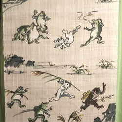 鳥獣戯画のれん(受注販売80-150) タペストリー・壁掛け 楽風