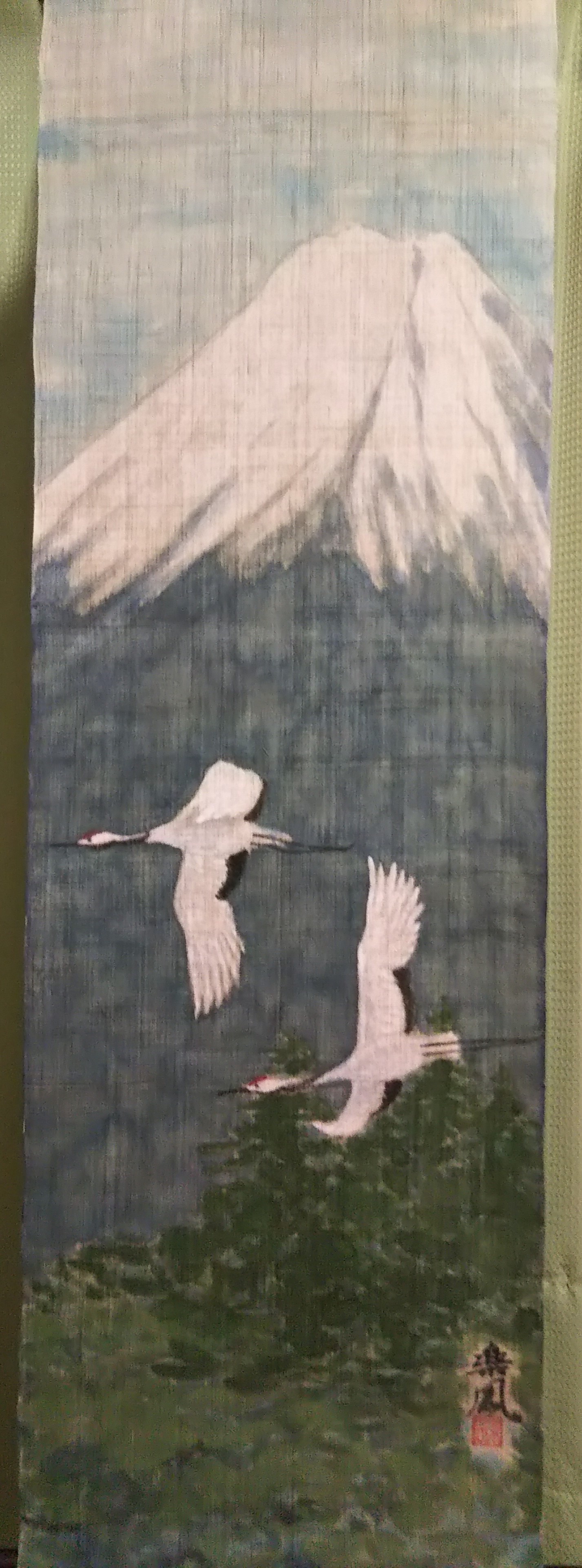 富士に双鶴タペストリー