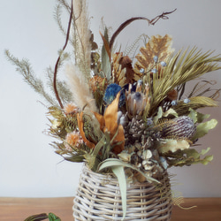 ドライフラワー大きめバスケットアレンジメント 】ネイティブフラワー