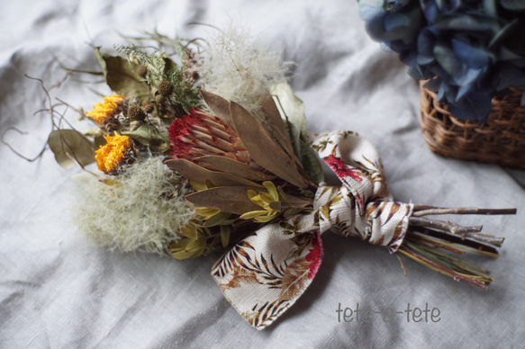 ドラフラワースワッグ(S) ひまわり＊スモークツリー＊プロテアロビン  