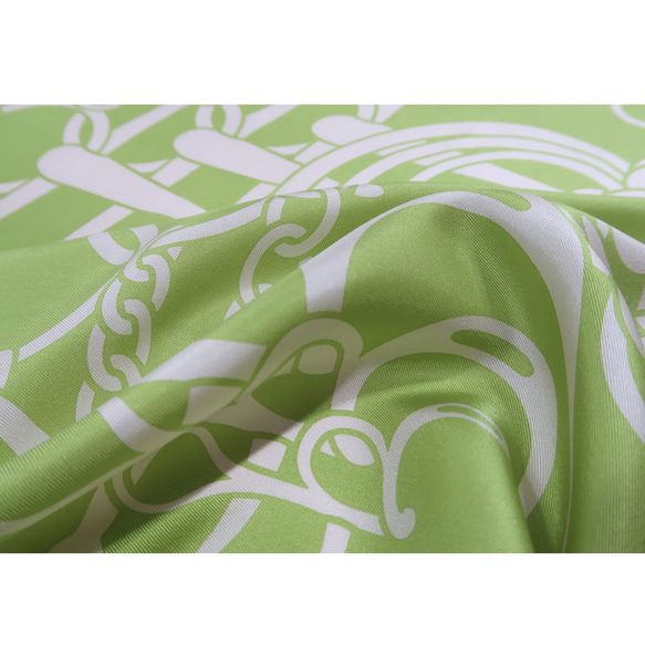 馬具(ハーネス : FES-012) Marcaオリジナル 小判 シルクツイル スカーフ ライトグリーン 3枚目の画像