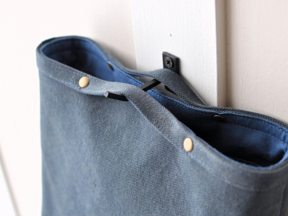 コットンキャンバスのバッグインバッグ 帆布 マスタード からし ブルー ネイビー 紺 カーキ グリーン 7枚目の画像