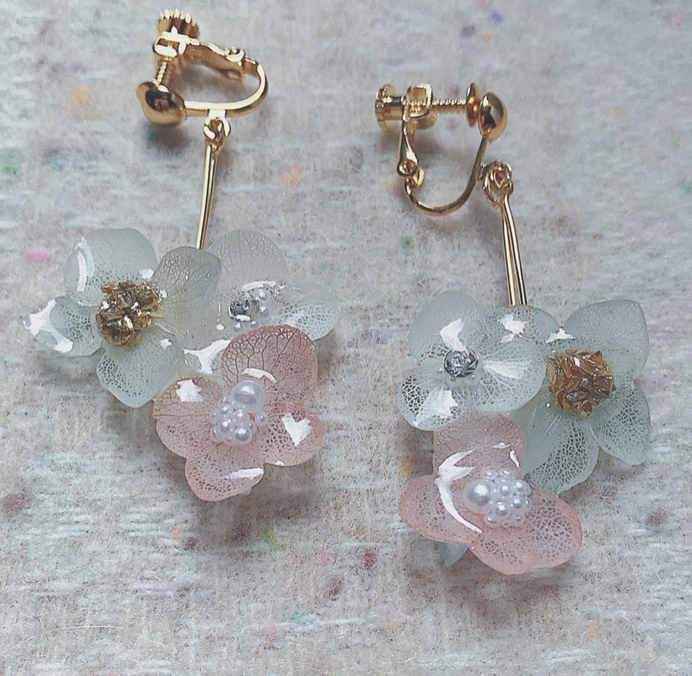 【不死鳥の耳飾り】～蒼水～＊ハンドメイド＊レジンアクセサリー＊イヤリング 不死鳥の耳飾り】～蒼水～＊ハンドメイド＊レジンアクセサリー