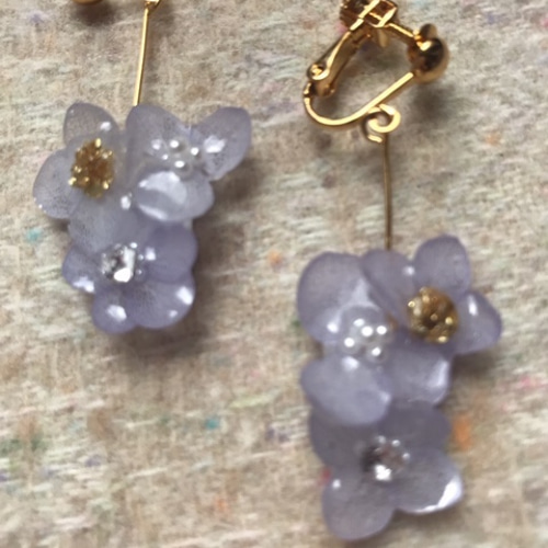 Mois ハンドメイド hyderangea イヤリング Hydrangea Flying Butterfly No.32 - Clip-on(イヤリング