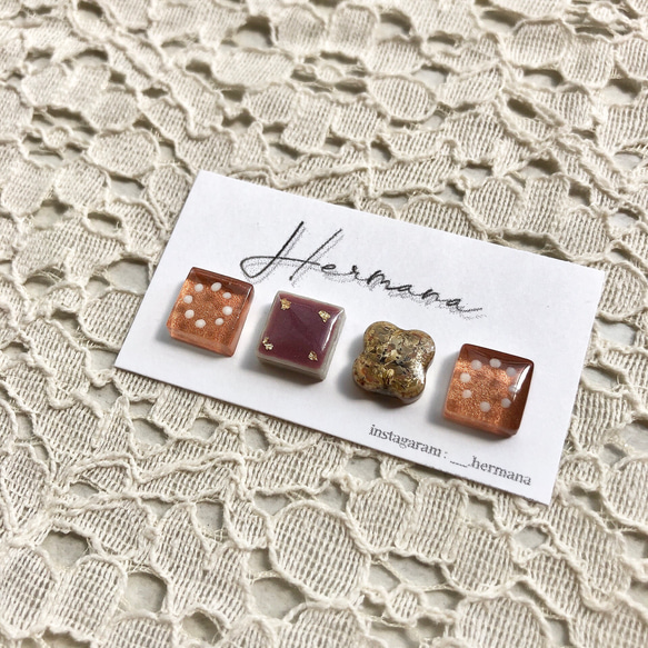 美濃焼きタイルアクセサリー ① ピアス（スタッド・一粒  