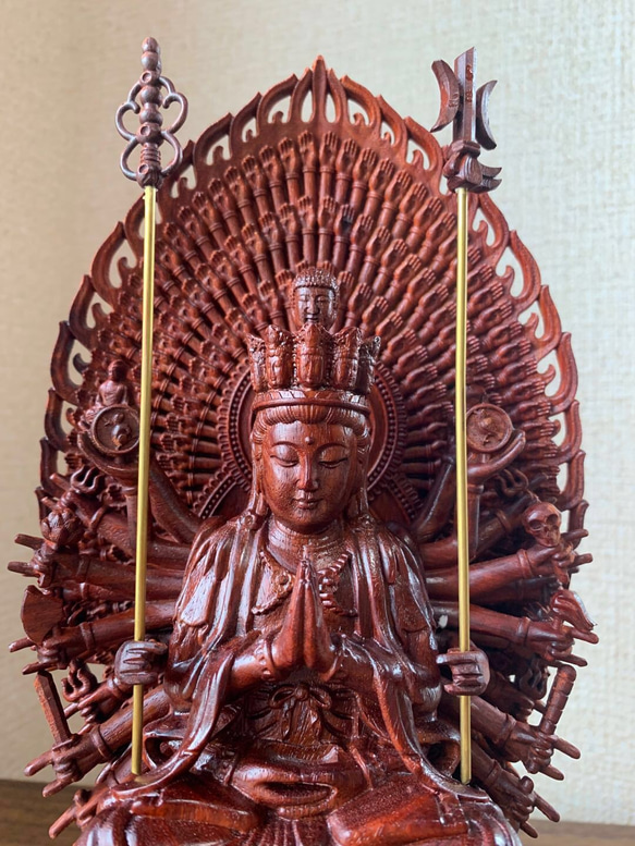 仏像　木彫　千手観音像　紫檀 3枚目の画像