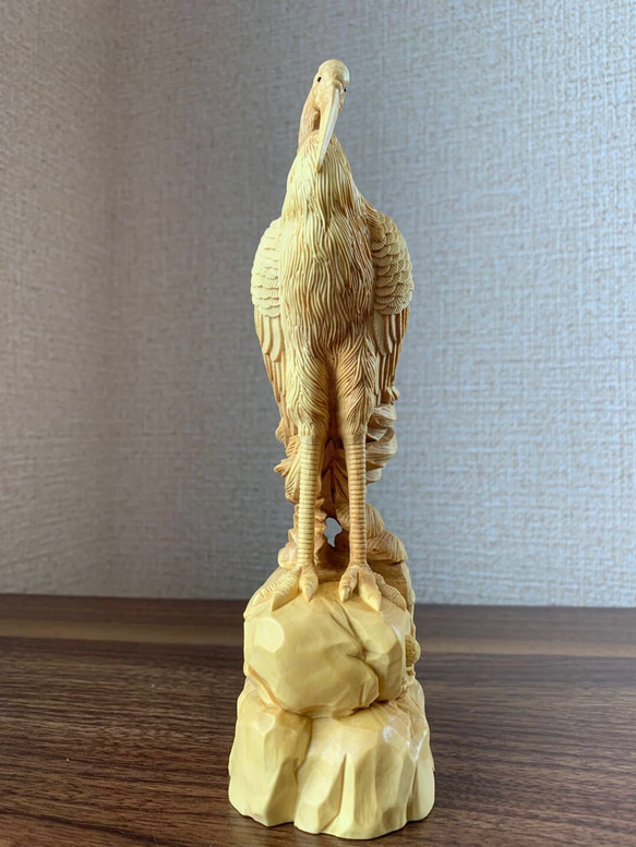 木彫　鶴　ツゲ　長寿 6枚目の画像