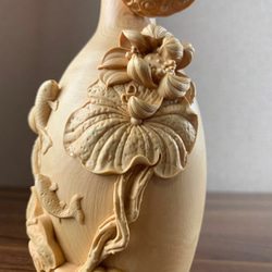 木彫　花瓶　ツゲ 3枚目の画像