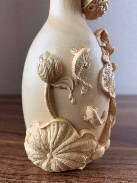 木彫　花瓶　ツゲ 4枚目の画像