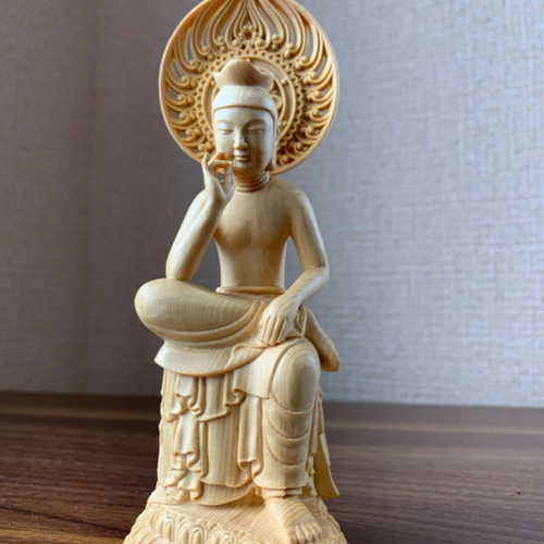 仏像 弥勒菩薩半跏思惟像 木彫 檜木 その他置物 楽天ショップ