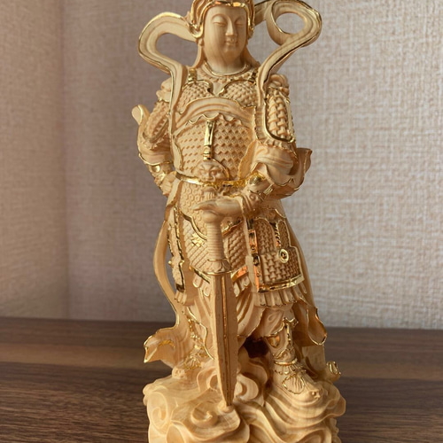 送料無料 仏像 木彫 韋駄天像 ツゲ 彫刻 楽天ショップ【星凌商店】 通販 彫刻・オブジェ
