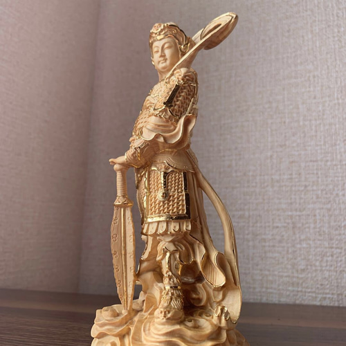 ツゲの木彫り 工芸品 手作り 仏像 家の装飾 ポプラの葉 平安である