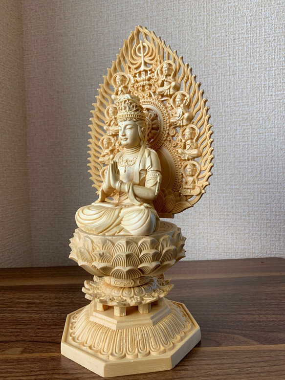 仏像　木彫　普賢菩薩像　檜木 4枚目の画像