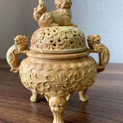 手作り 黄楊木 ツゲの木彫り 家の装飾 飾り物 ポプラの葉平安である香炉y 手作り 黄楊木 ツゲの木彫り 家の装飾 飾り物 ポプラの葉平安である香炉y