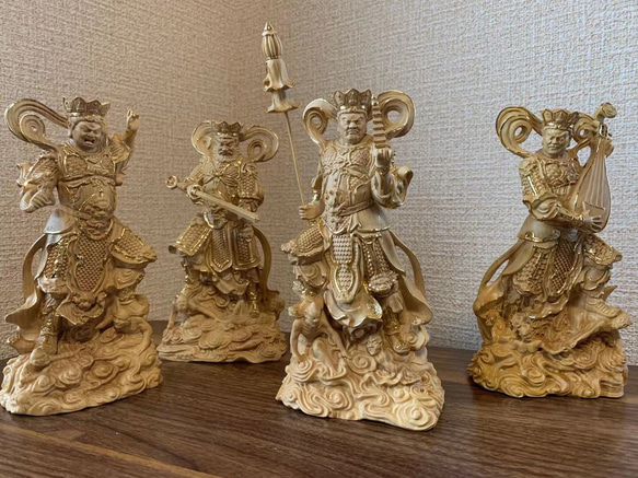 仏像 木彫 四天王像 ツゲ 金箔 その他置物 楽天ショップ【星凌商店 