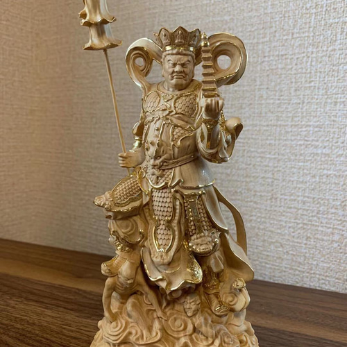 仏像 木彫 四天王像 ツゲ 金箔 その他置物 楽天ショップ【星凌商店 