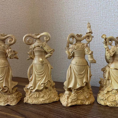 仏像 木彫 四天王像 ツゲ 金箔 その他置物 楽天ショップ【星凌商店 