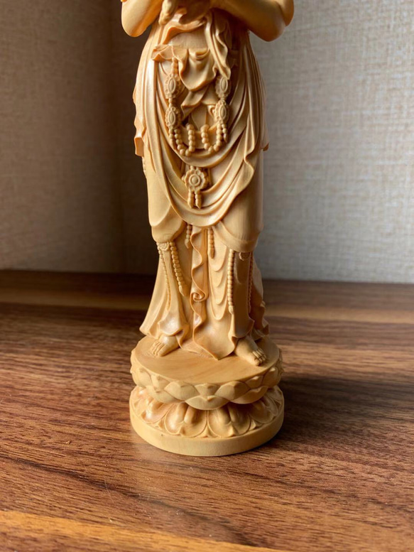 木彫　仏像　観音菩薩様像　ツゲ 2枚目の画像