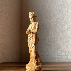 木雕佛像 觀音菩薩像 黃楊木 第5張的照片
