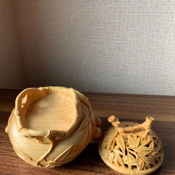 木雕香爐黃楊木 第4張的照片