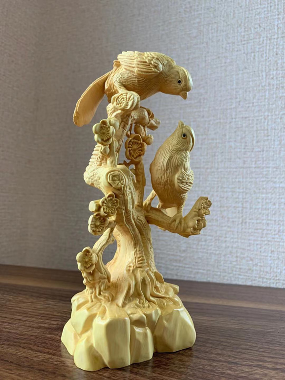 木雕裝飾鳥黃楊木 第1張的照片