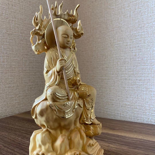 仏像 木彫 地蔵菩薩像 ツゲ 金箔 その他置物 楽天ショップ【星凌商店 