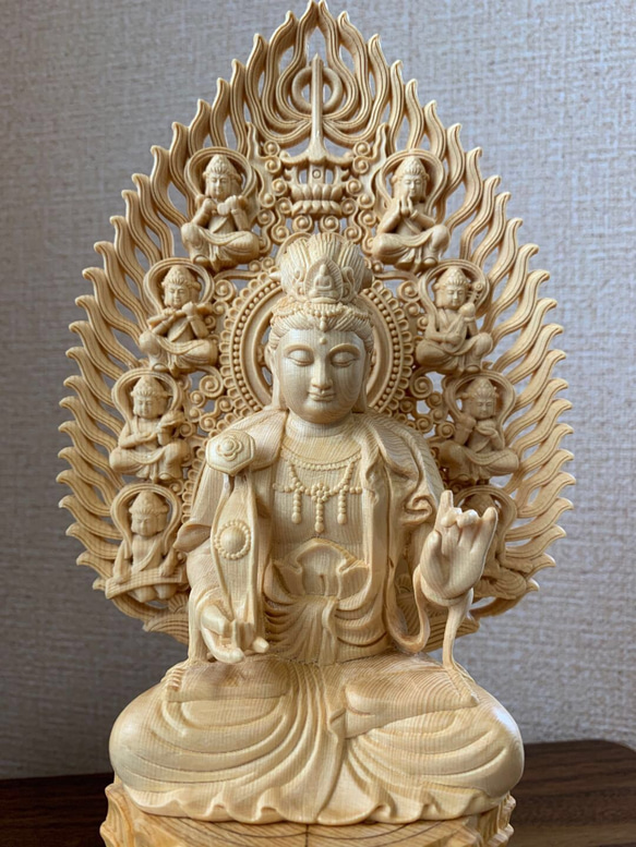 佛像 木雕文殊菩薩、普賢菩薩像 檜木 第5張的照片