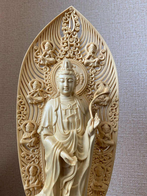 仏像　木彫　釈迦三尊像　檜木 6枚目の画像