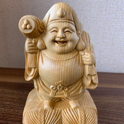 木彫大黒天像 仏師六成花押 文政二己卯冬十二月 本