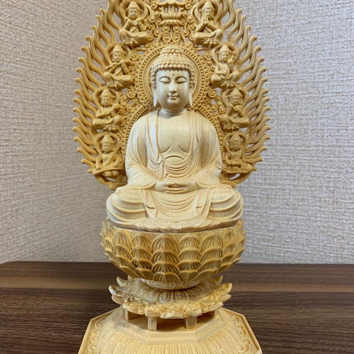 仏像 木彫 釈迦如来像、観音菩薩像、大勢至菩薩像 檜木 ビフロスト