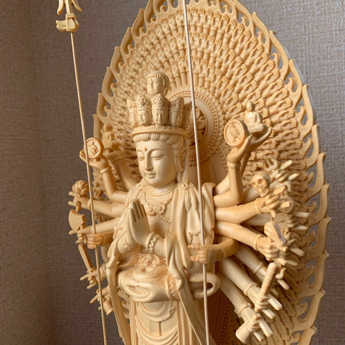 仏像木彫千手観音菩薩像檜木