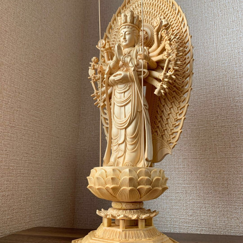 仏像 千手観音 千手観音像 檜木 木彫 仏具 仏像 千手観音 千手観音像 十一面千手観音 十一面千手千眼観音