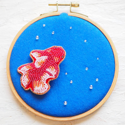 ビーズ刺繍金魚　クリップ&ブローチorリング 4枚目の画像