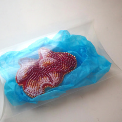 ビーズ刺繍金魚　クリップ&ブローチorリング 10枚目の画像