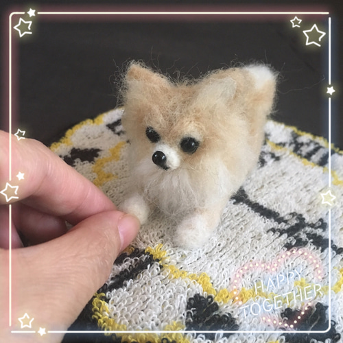 ハンドメイド◇羊毛フェルト ホワイト ベージュ チワワ