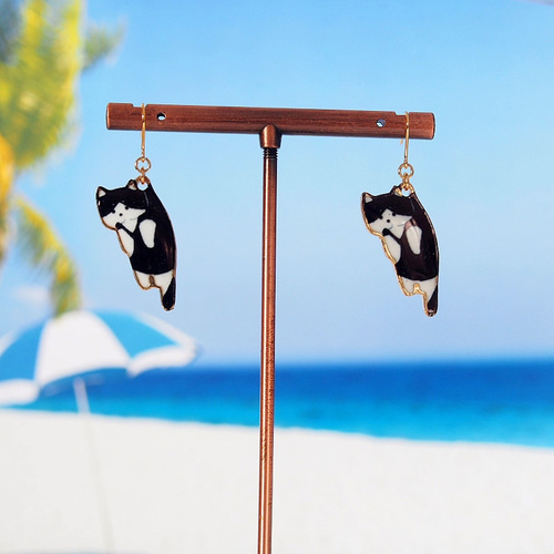 可愛い♡玉乗り傘猫ピアス ☆rainbowアンブレラぐでネコちゃんイヤリング☆ 楽天市場】即日